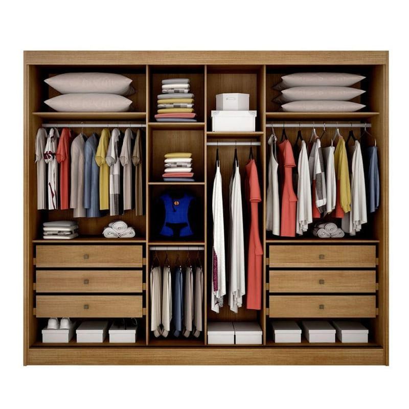 Guarda Roupa Casal Com 1 Porta Espelhada 6 Gavetas - Diamond-cumaru - Móveis Horizonte