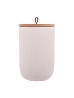 Potiche lyor lines de ceramica branco 10cm x 10cm x 15cm