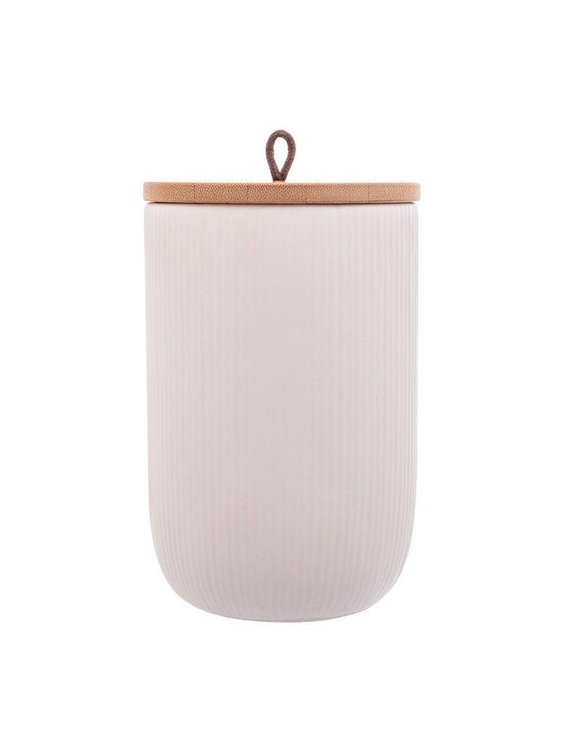 Potiche lyor lines de ceramica branco 10cm x 10cm x 15cm