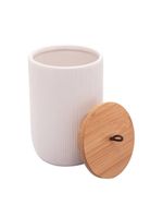 Potiche lyor lines de ceramica branco 10cm x 10cm x 15cm