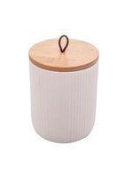 Potiche lyor lines de ceramica branco 10cm x 10cm x 12,5cm