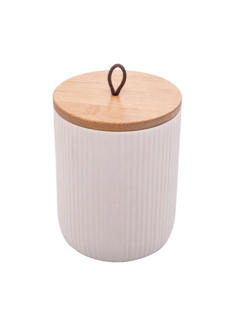 Potiche lyor lines de ceramica branco 10cm x 10cm x 12,5cm