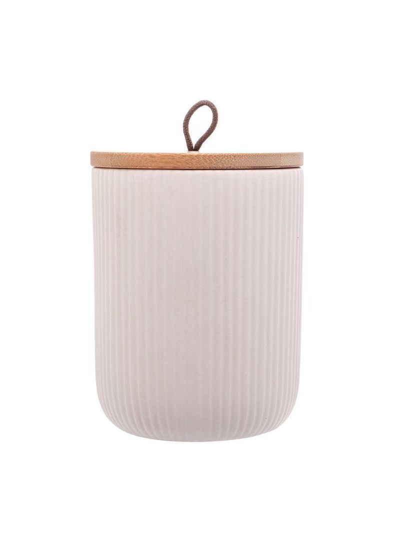 Potiche lyor lines de ceramica branco 10cm x 10cm x 12,5cm