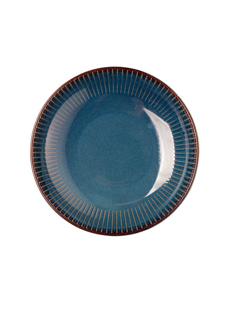Prato para massa lyor linear de cerâmica azul 23cm