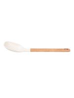 Colher de serviço de silicone com cabo em acácia spicy bege