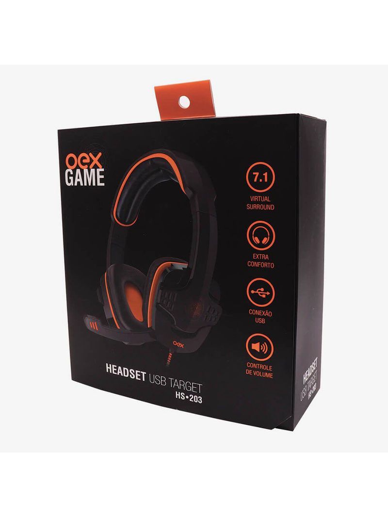 Headset gamer 71 - target hs203 - usb - oexgame preto