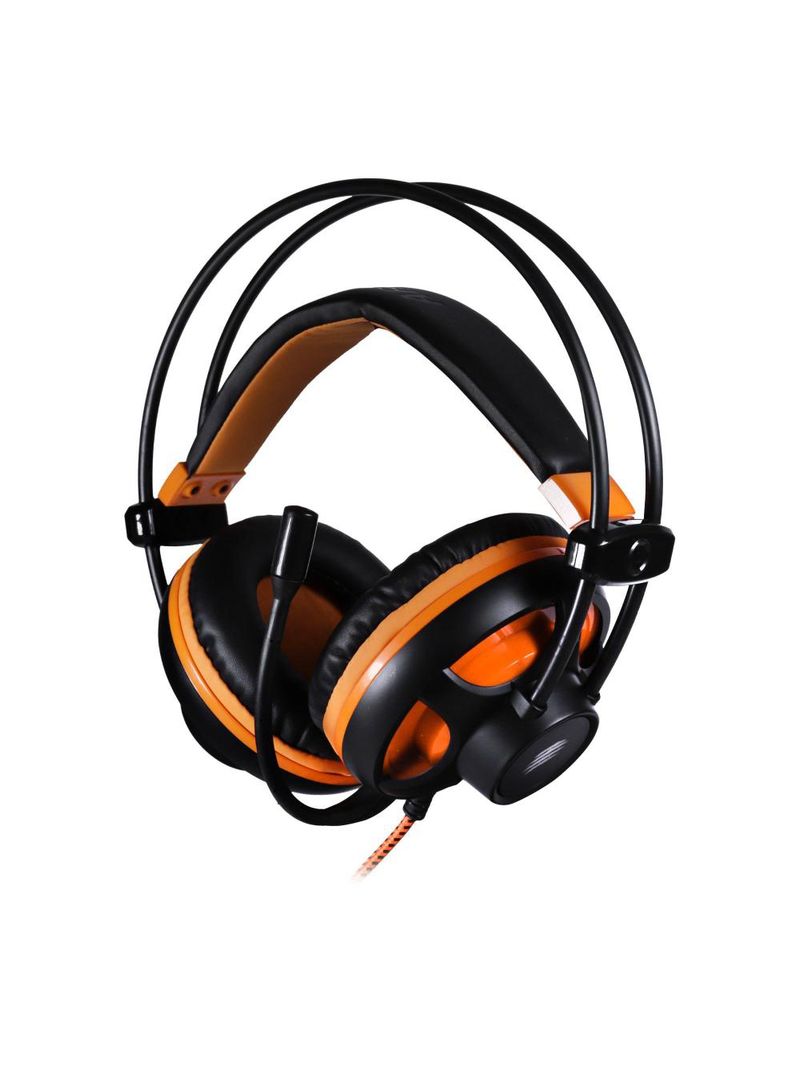 Headset gamer argos - virtual surround 71 e multiplataforma - oexgame preto com laranja