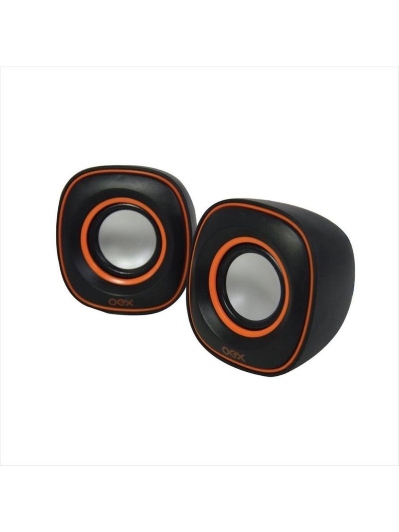 Caixa de som para pc oex round sk100 - preto e laranja