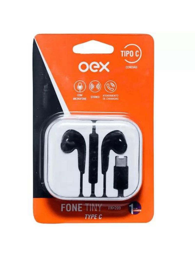 Fone tiny type c oex  fn209 preto