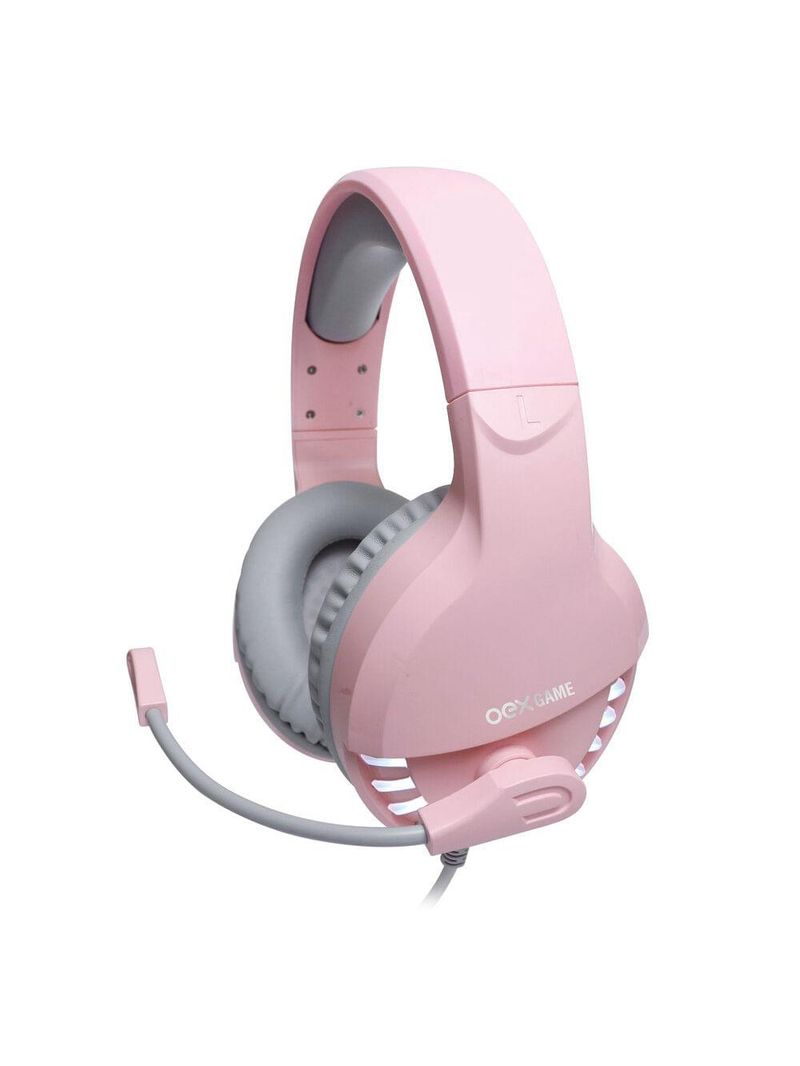 Headset gamer rosa 71 - pink fox - usb - oexgame hs414