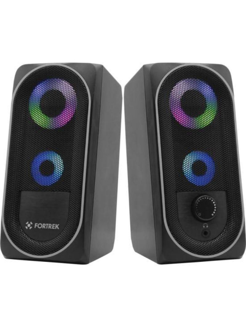 Caixa de som gamer multimídia fortrek black hawk rgb preta