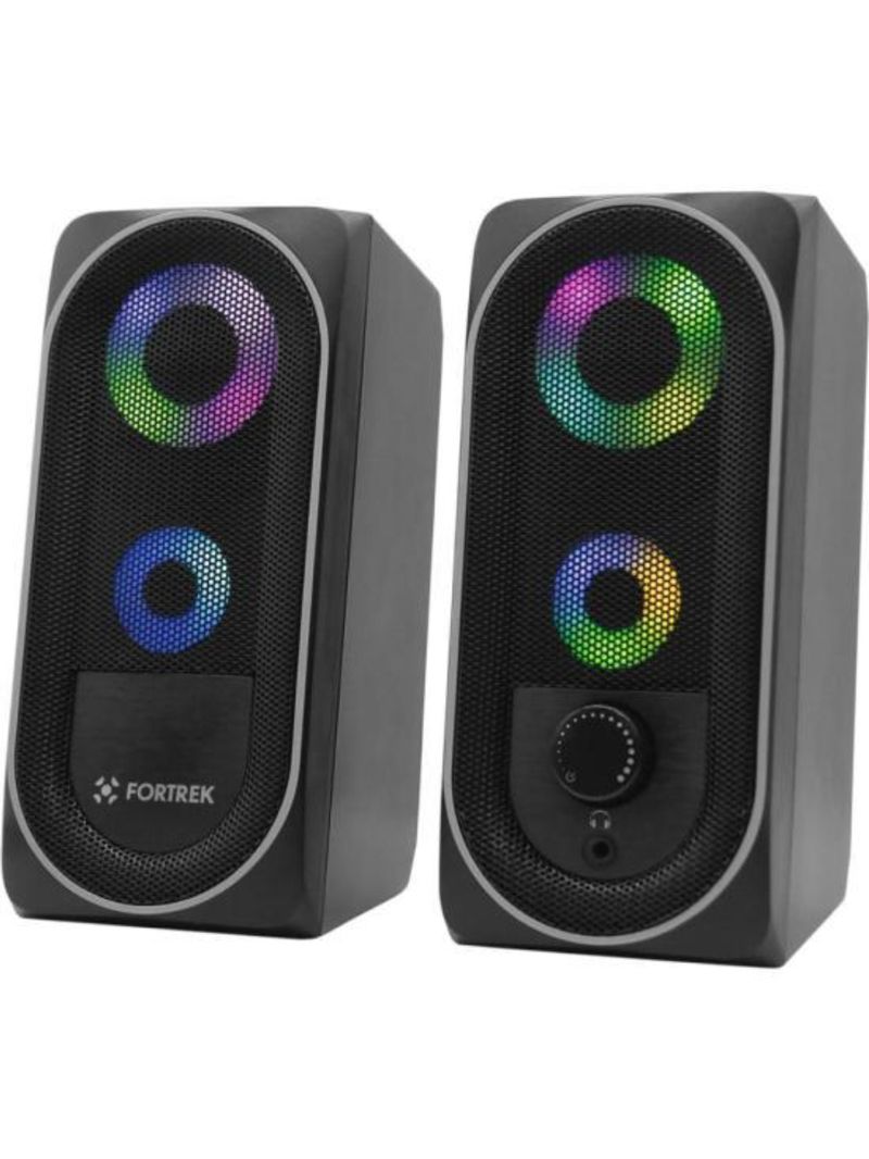 Caixa de som gamer multimídia fortrek black hawk rgb preta