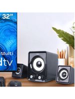Caixa de som 21 14w rms usb conexão p2 controle de volume preto - sp172