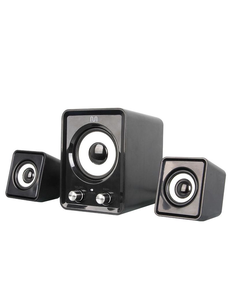 Caixa de som 21 14w rms usb conexão p2 controle de volume preto - sp172
