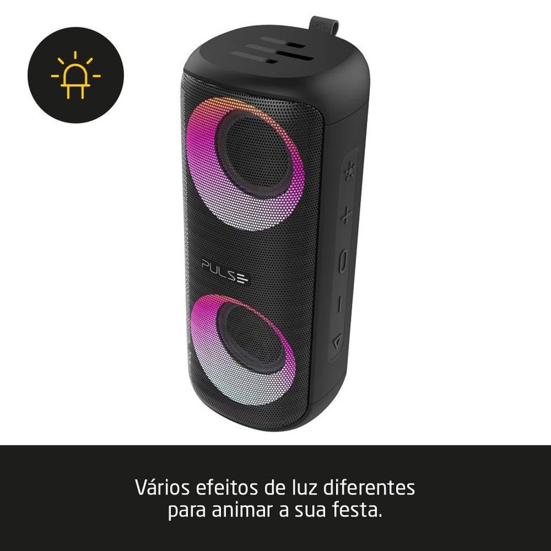 Caixa de som mini pulsebox 30w bluetooth 50/aux/sd pulse - sp603