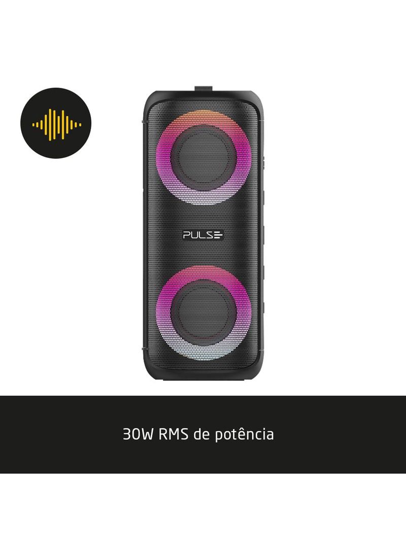 Caixa de som mini pulsebox 30w bluetooth 50/aux/sd pulse - sp603