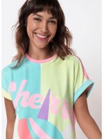 Camisola manga curta viscolycra feminino unicórnio cherry