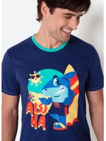 Pijama manga curta algodão masculino tubarão aloha
