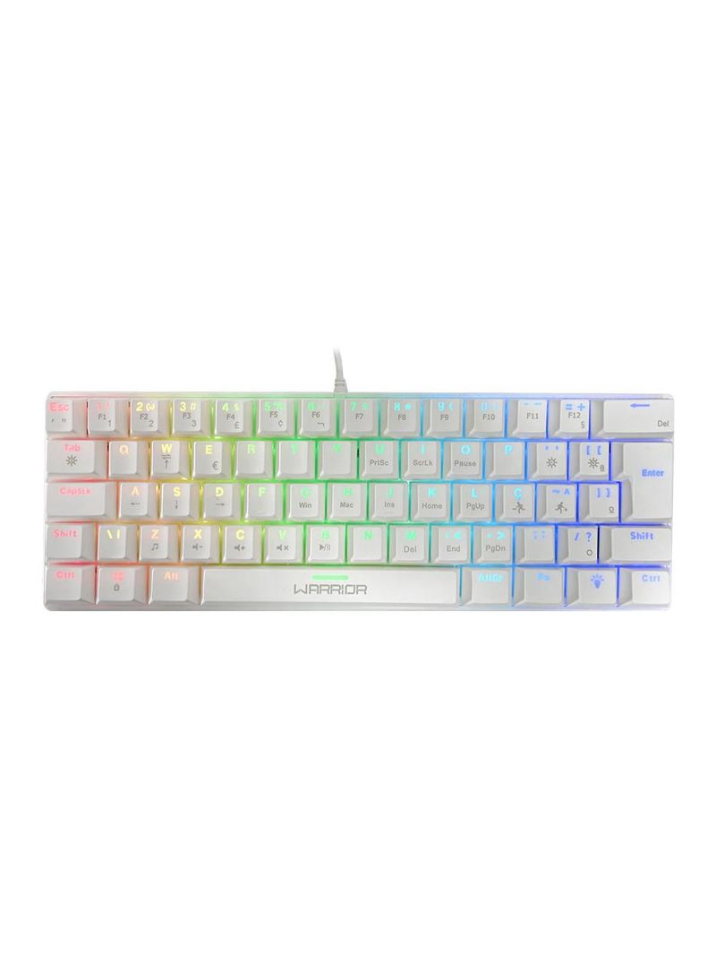 Teclado gamer mecânico royal precision, blue switch, abnt2, rgb branco warrior - tc311