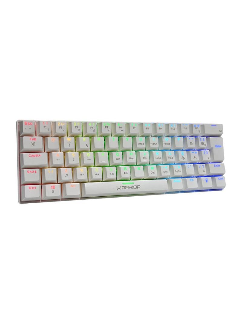 Teclado gamer mecânico royal precision, blue switch, abnt2, rgb branco warrior - tc311