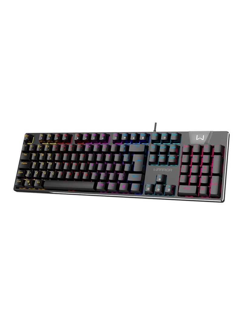 Teclado gamer mecânico royal score, full size, blue switch, abnt2, rgb preto warrior - tc313