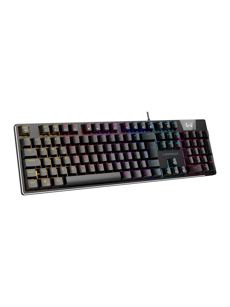 Teclado gamer mecânico royal score, full size, blue switch, abnt2, rgb preto warrior - tc313