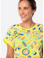 Camisola manga curta viscolycra feminina minions