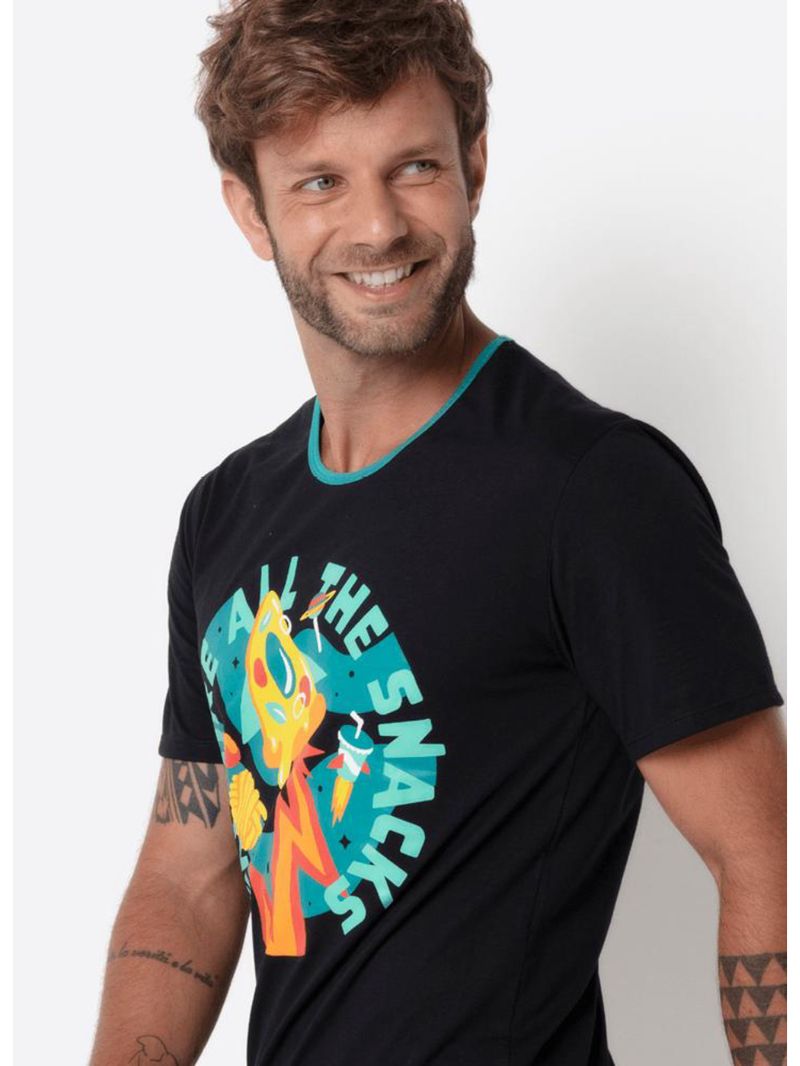Pijama manga curta masculino space food