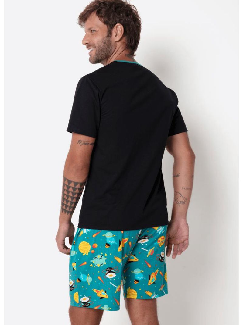 Pijama manga curta masculino space food