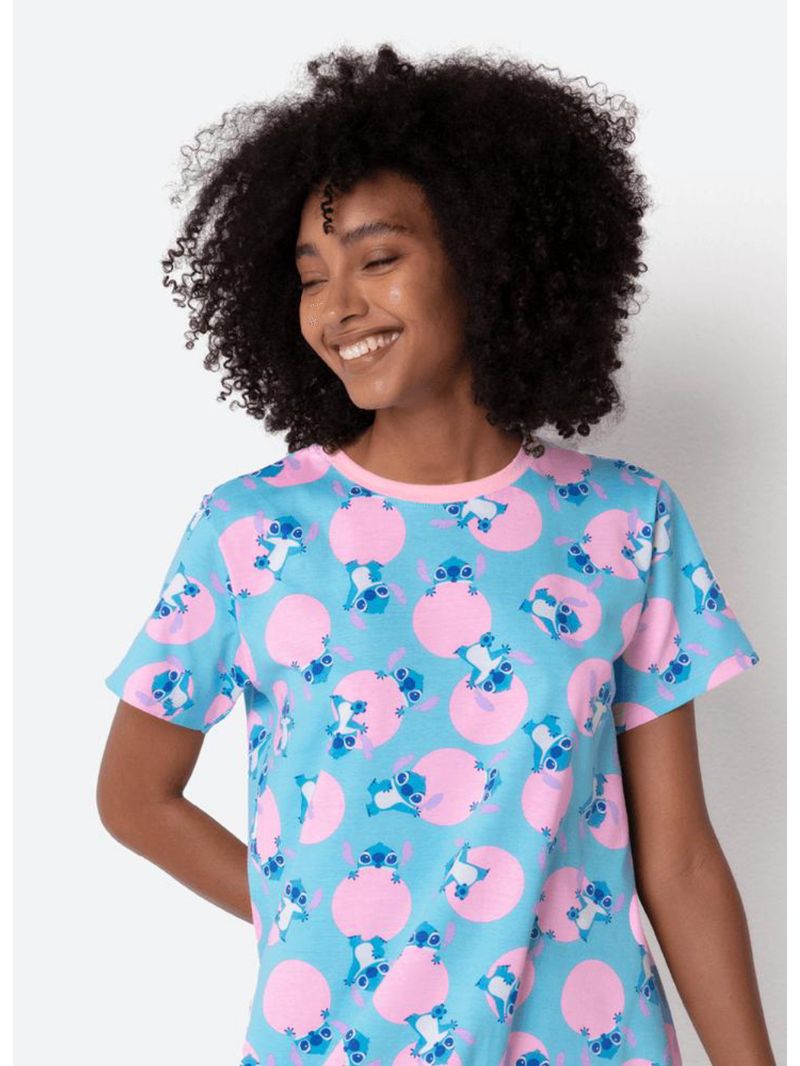 Camisola manga curta algodão feminina stitch