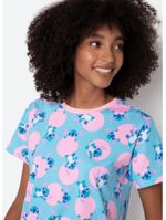 Camisola manga curta algodão feminina stitch
