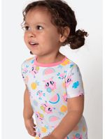 Macacão manga curta viscolycra bebê menina unicórnio aloha