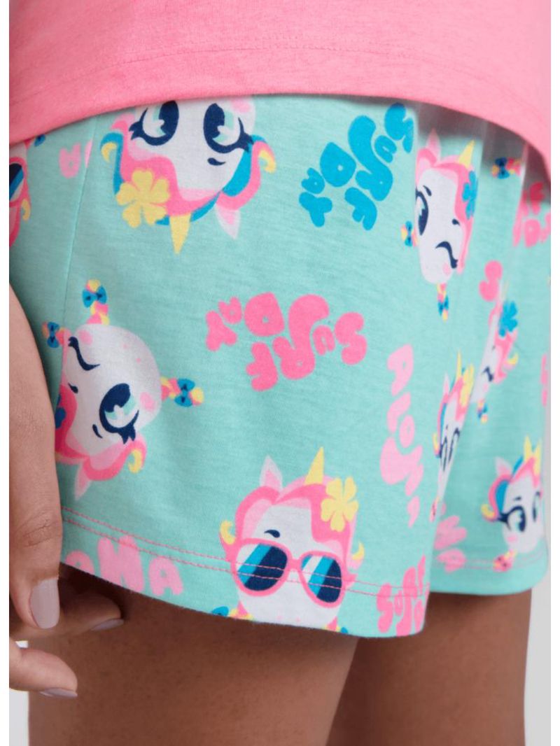 Pijama manga curta feminino unicórnio aloha