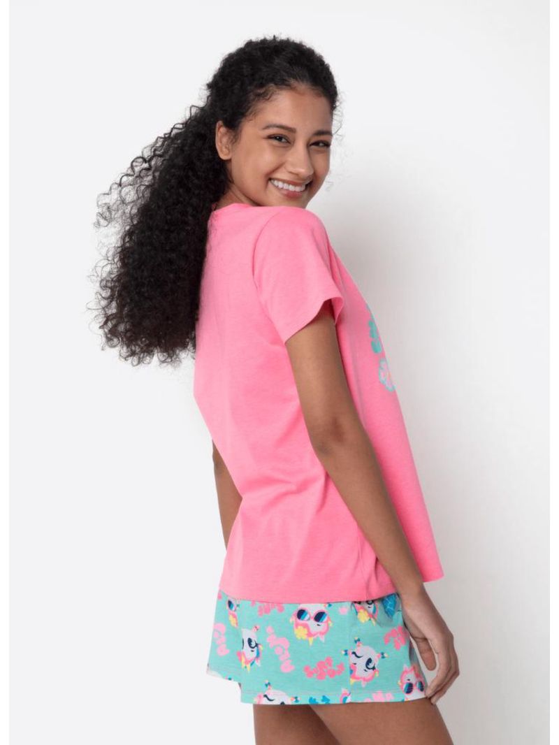Pijama manga curta feminino unicórnio aloha