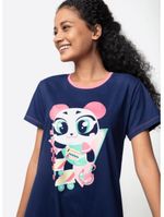Camisola manga curta algodão feminina panda miami