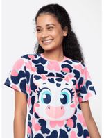 Camisola manga curta algodão feminino vaca romântica