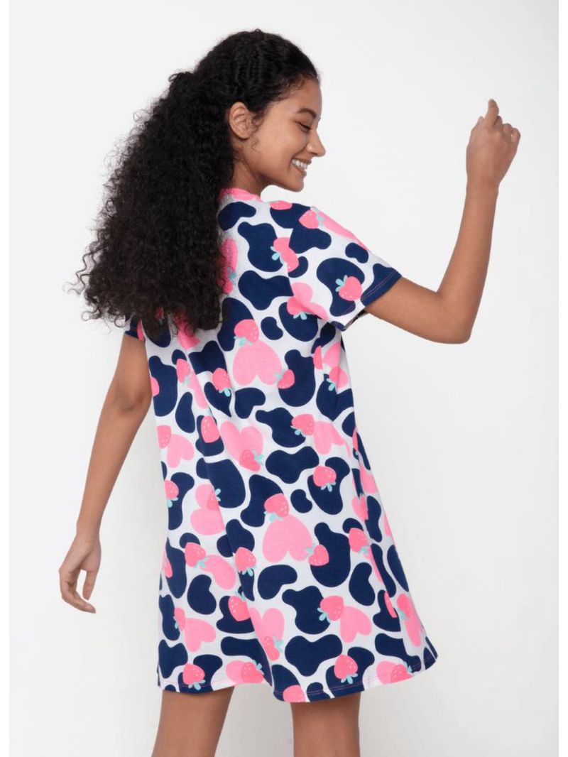 Camisola manga curta algodão feminino vaca romântica