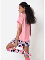 Pijama manga curta algodão feminino vaca romântica