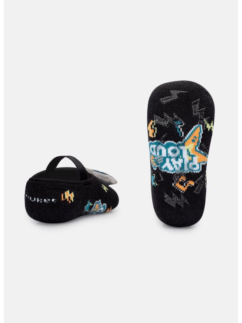 Meia sapatilha antiderrapante com led bebê menino tubarão rockstar