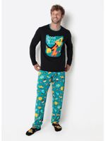 Pijama manga longa algodão masculino space food
