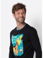 Pijama manga longa algodão masculino space food