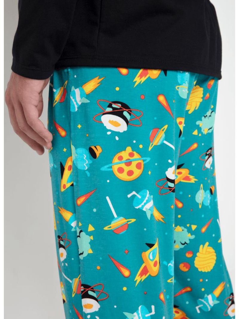 Pijama manga longa algodão masculino space food