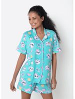 Pijama manga curta viscolycra feminino unicórnio aloha