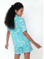 Pijama manga curta viscolycra feminino unicórnio aloha