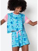 Pijama manga curta viscolycra feminino stitch