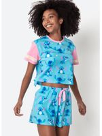 Pijama manga curta viscolycra feminino stitch