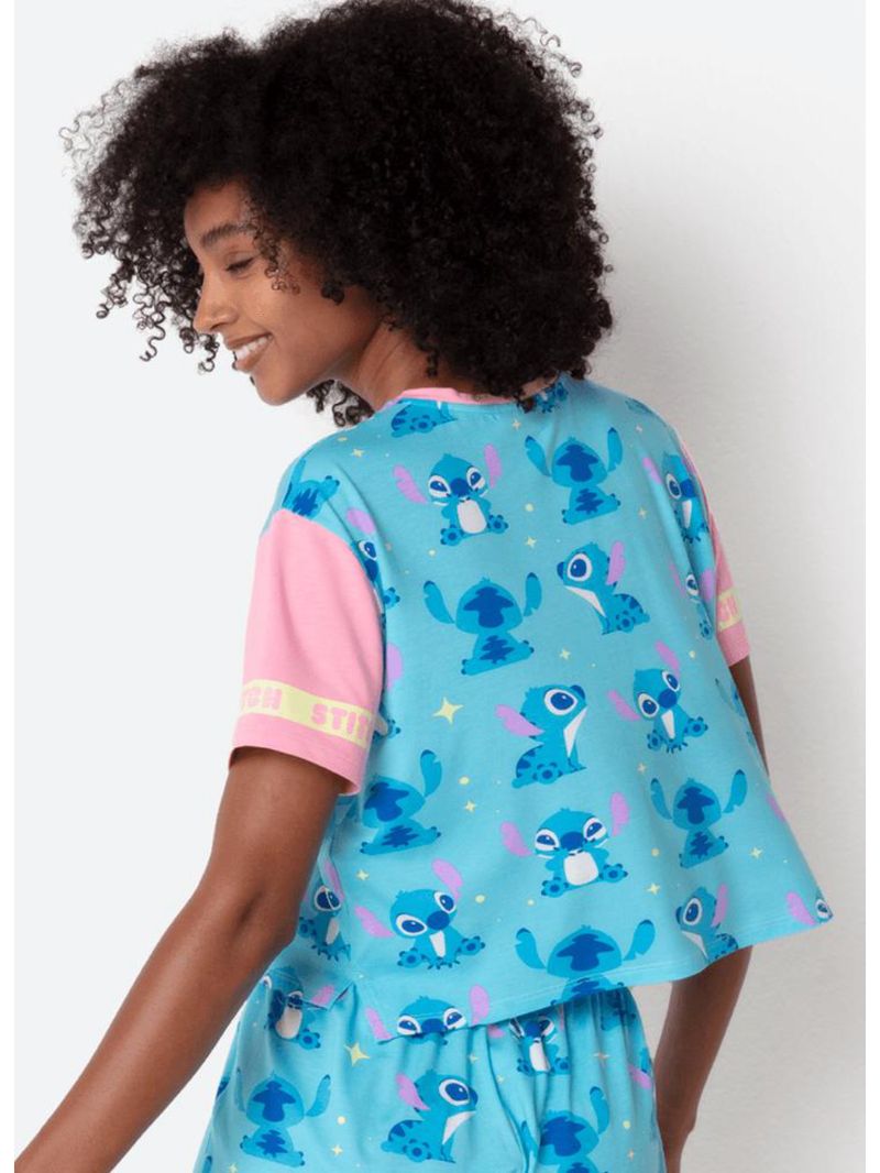 Pijama manga curta viscolycra feminino stitch