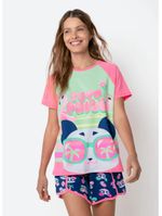 Pijama manga curta viscolycra feminino panda miami