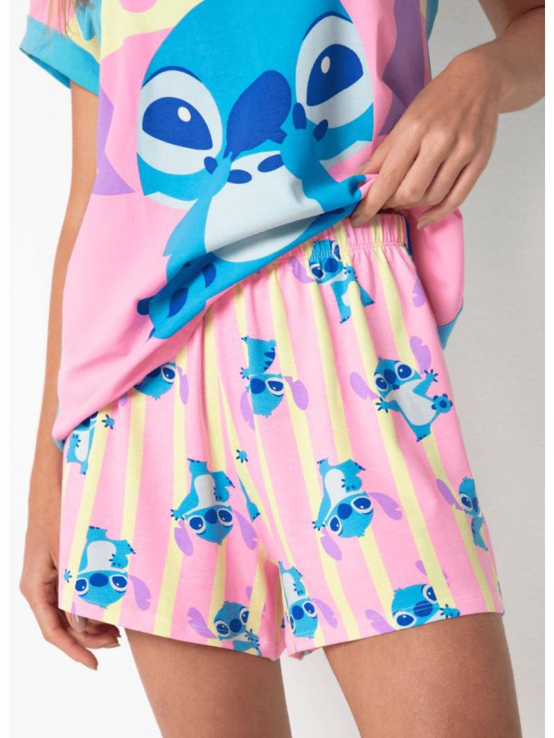 Pijama manga curta viscolycra feminino stitch