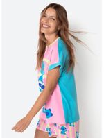 Pijama manga curta viscolycra feminino stitch